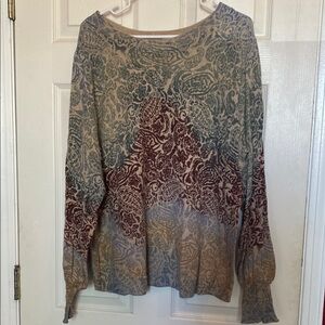 Democracy Light Weight Sweater Blue and Brown